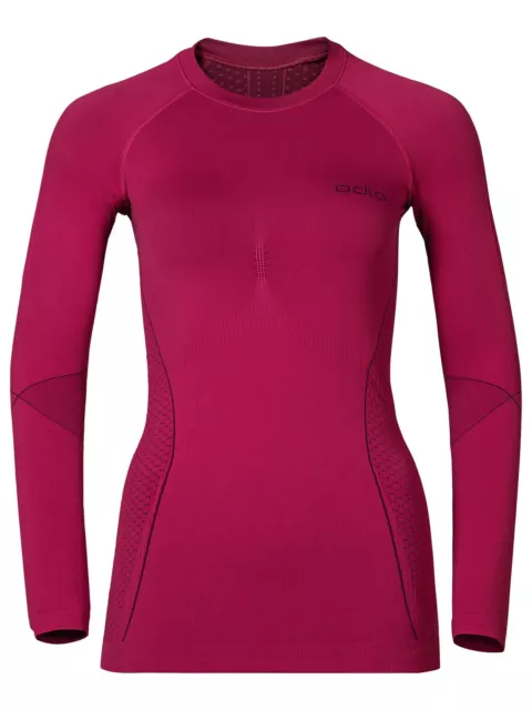 NEW Odlo Womens Shirt Long Sleeve Crew Neck Evolution Warm Base Layer Red Winter