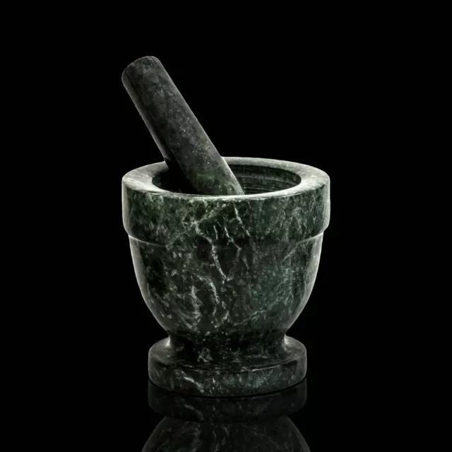 Mortero Clasico Mármol Verde Con Maja Cocina Farmacia Marble Mortero 12x12CM