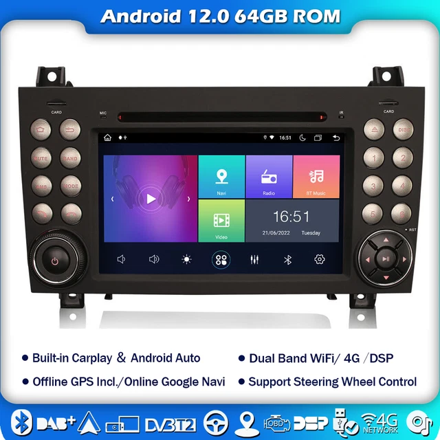 Android 10 Autoradio 2 Din mit GPS Navi Canbus für Mercedes-Benz SLK