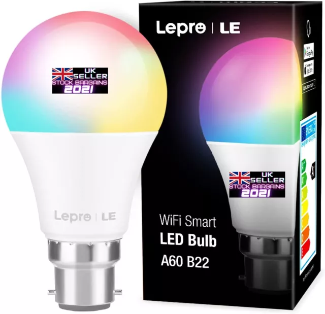 Lepro Smart Birne, B22 Bajonett Smart RGB Glühbirne 9 W 806lm 2700K (N308)