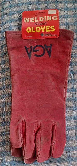 VTG Red Leather OKI Bering Welding Welder Comfort Gloves NEW OLD STOCK USA Made