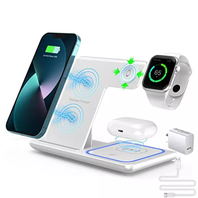 Wireless Charging Station,3 in 1 Fast Charger Stand for iWatch AirPods iPhone 14