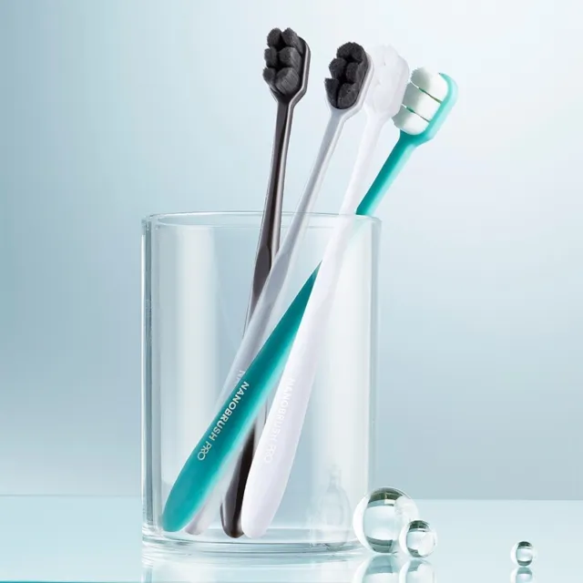 Nano Toothbrush 2.0 | Soft Bristle Ultra-fine Wave Black White Grey Blue - x 1