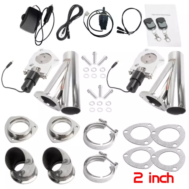 2'' Dual Electric Exhaust Cutout Valve E-Cut Out Y Pipe kit with Remote Switch