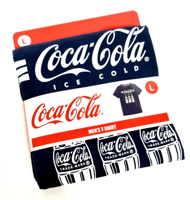 Coca Cola T-Shirt blau weiß Herren Größe L Baumwolle Coke lizenziert, NEU OVP