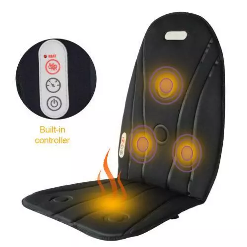 Cojín de masaje vibratorio con calefacción de asiento portátil - uso en automóvil/hogar/oficina - negro