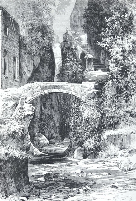 ITALY - 19th century view of SORRENTO (Bay of Naples) - 19th century engraving