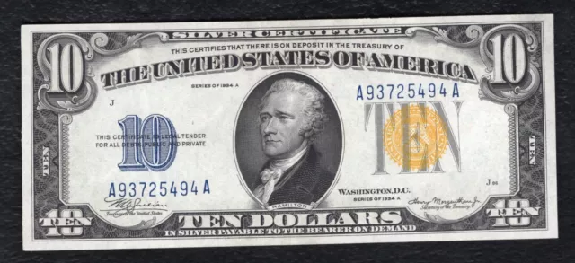 Fr. 2309 1934-A $10 Ten Dollars “North Africa” Silver Certificate About Unc