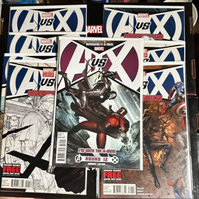 A vs. X Comic Book Lot, Marvel Comics, Avengers v. X-Men, Boarded, Nice Comics