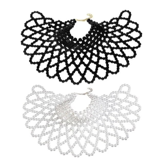 Long Bead Chain Dainty Simulated Pearl Necklace Body Jewelry for Women Choker