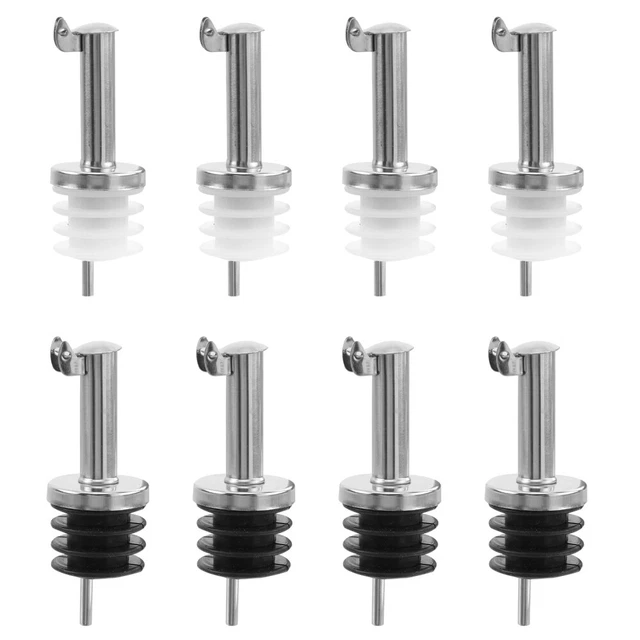 gaoduanluoluo Lot de 12 Verseurs de Bouteilles, Bec Verseur Huile d'Olive, Bouchons Verseurs en Acier Inoxydable pour Vin, Liqueur, Café, Sirop et Vinaigre ( Noir