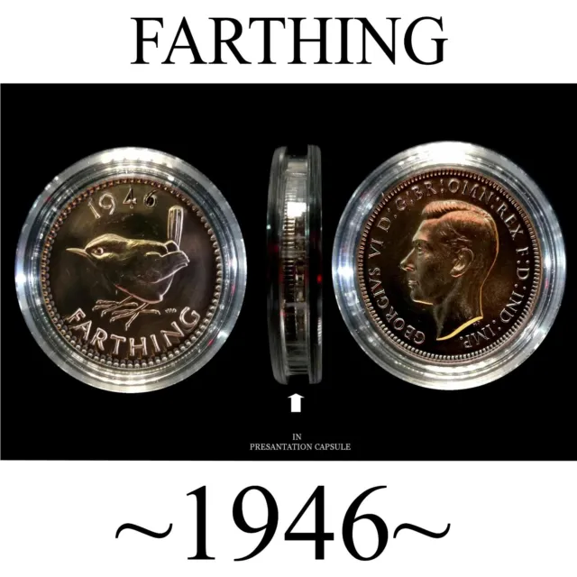 1946 Farthing. Polished In Capsule Ideal Birthday Gifts, Presents, Celebrations