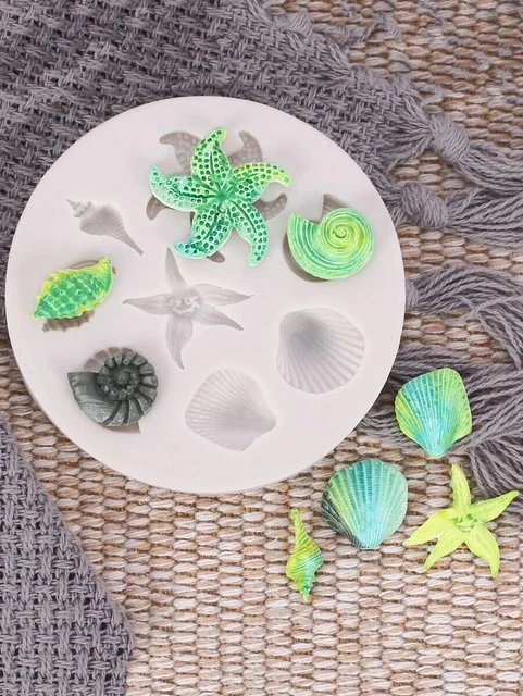 STARFISH SEA SHELL 3D Molde de silicona Fondant Pastel Topper Molde Chocolate Almeja