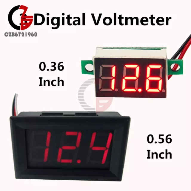 DC 4.7-30V Volt Meter Voltmeter 2 Wire LED Panel 3 Digital Displays Red Voltage