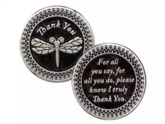 THANK YOU... Pocket Token With Message / Prayer 31mm Diameter Metal.