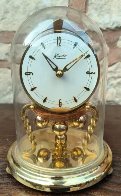 Alluring Vintage Kundo Torsion Clock German Anniversary Brass Mantel Clock 1970