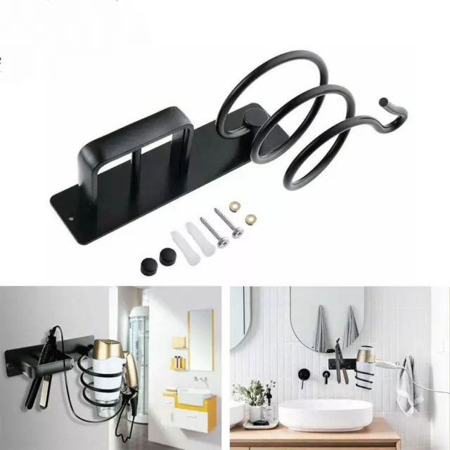 Hair Dryer Straightener Holder Wall Rack Shelf stand Storage Organizer Black