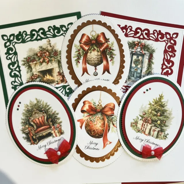 6 x große handgefertigte 3D Weihnachtskartenaufleger