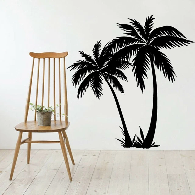 TREE SILHOUETTE WALL Decal Beach Tropical House Vinyl Wall Sticker