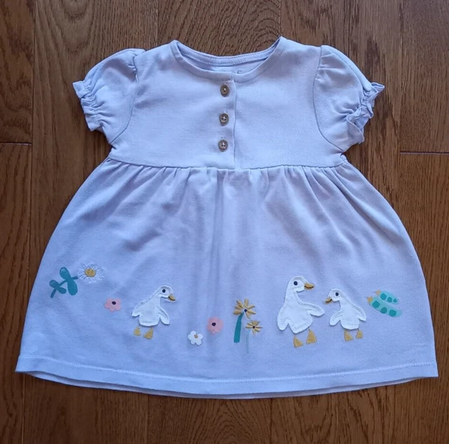 M&S Baby Girl 6-9 Month Lilac, ducks, spring, easter, summer Dress VGC