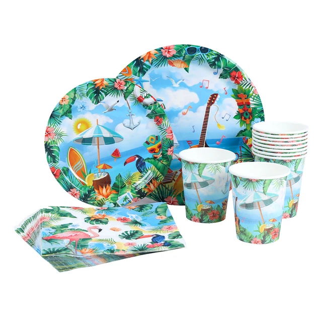 51X Hawaiian Tableware Tropical Summer Pool  Hot Beach Luau Birthday Party Decor