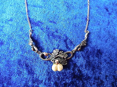 Beautiful, old Chain __800 Silver And Gold __ With Grandeln__Costume Necklace__