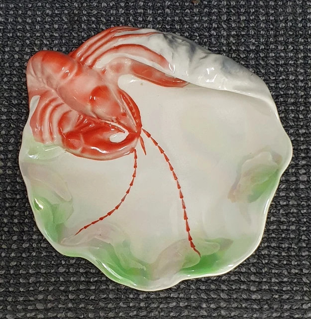 🔶️Vintage Wembley Ware Australian Art Pottery Red Marron Crayfish Dish Barsony