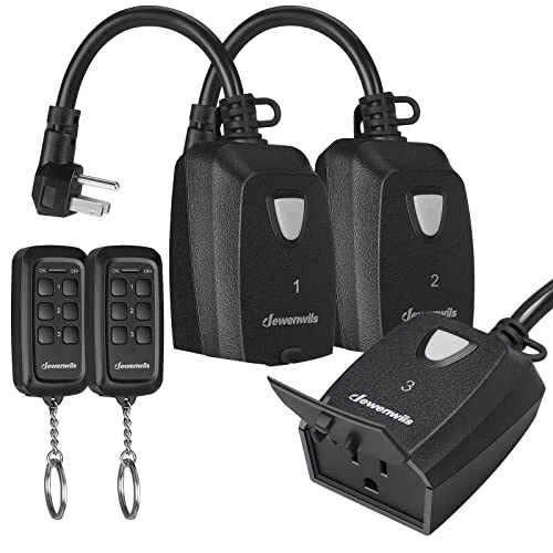 Outdoor Indoor Wireless Remote Control Outlet with 2 3 outlet+2 remote
