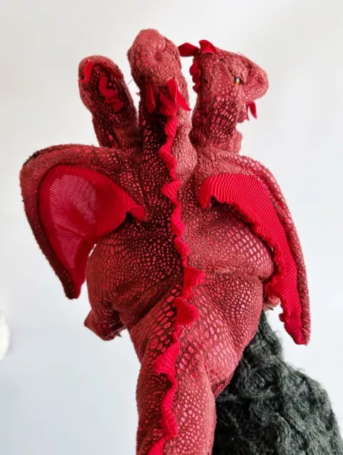 Vintage Folkmanis Red Three Headed Dragon Hand Puppet Plush Rare 60