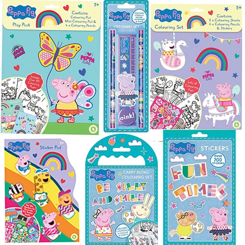 PEPPA PIG COLOURING Book Sticker Sheets Stickers Pencils Pad Fast ...