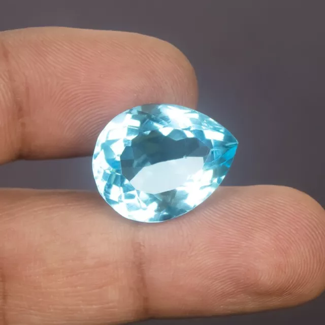 13.5 Ct Certified Natural Translucent Pear Swiss Blue Topaz Loose Gems Z-820