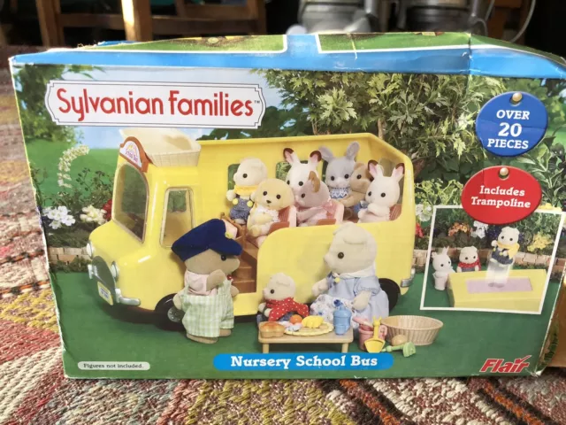 SYLVANIAN FAMILIES VINTAGE Nursery School Bus with Trampoline Calico  Critters £12.50 - PicClick UK