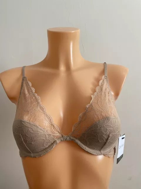 NEW WOMENS CALVIN Klein Uk 30C Nude Lace Proactive Plunge Underwired Bra  Moulded £17.49 - PicClick UK