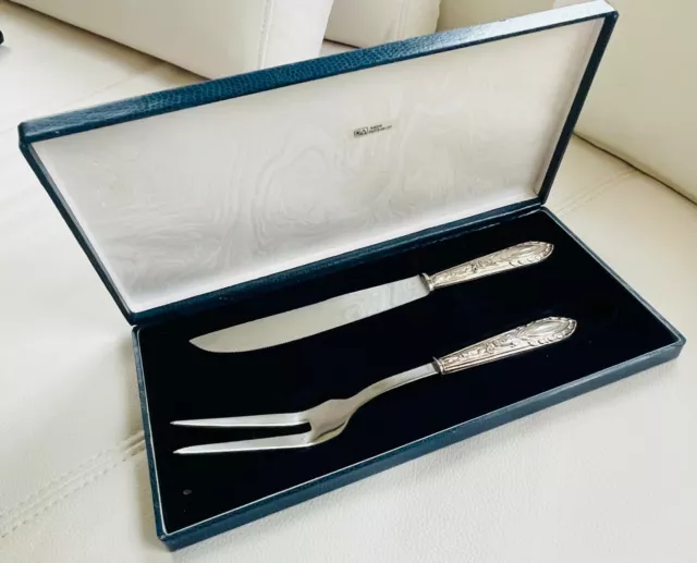 Prata De Lei Sterling Silver Meat Carving Knife and Fork Set