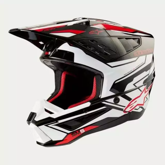 Alpinestars S-M5 22:06 Action 2 MX Motocross Helmet (Black/White/Bright Red)