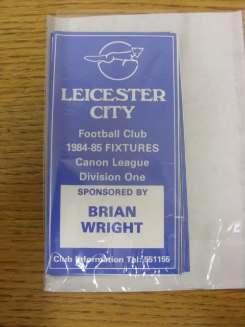 1984/1985 Fixture List: Leicester City - Official Four Page Card . Thanks for vi