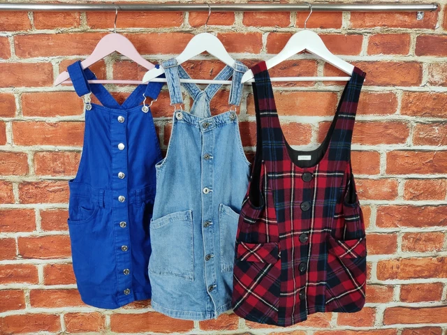 Girls Bundle Age 7-8 Years Next M&S H&M Pinafore Dungaree Dress Denim Kids 128Cm