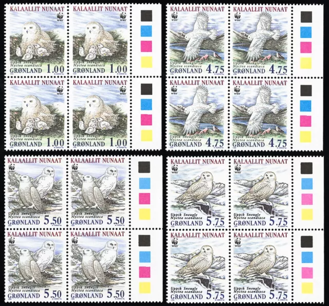 Greenland Stamps # 344-7 MNH XF Blocks Of 4 WWF Scott Value $29.00