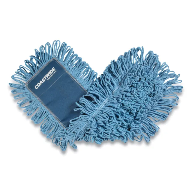 Looped-End Dust Mop Head, Cotton, 24 X 5, Blue
