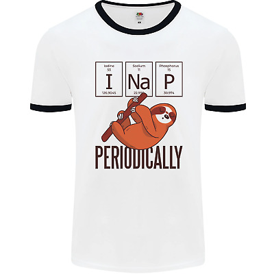 I Nap Funny Periodic Table Sloth Geek Sleep Mens White Ringer T-Shirt