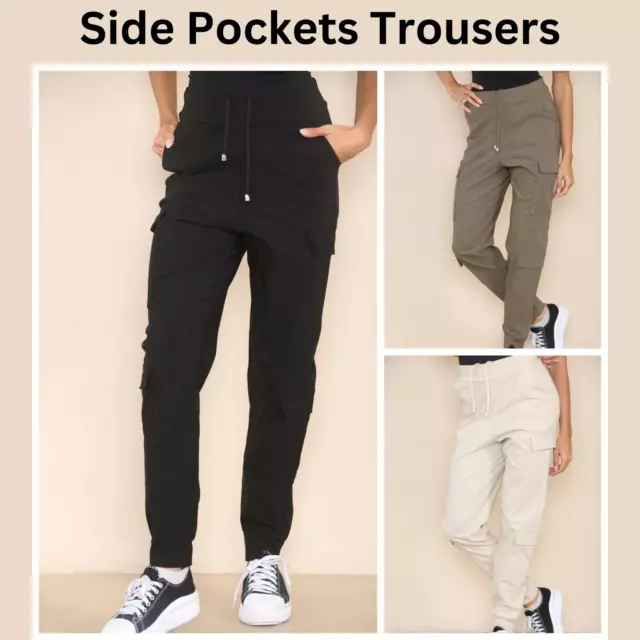 New Ladies Cargo Combat Stretch Casual Trousers Womens Slim Fit Sport Jogger