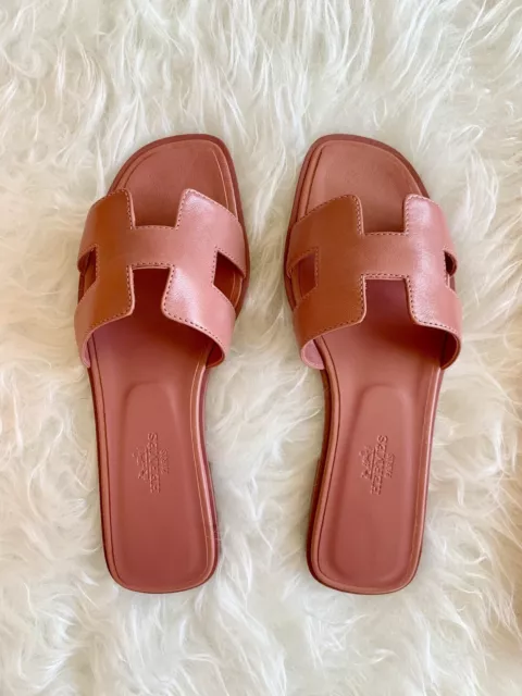 Brand New 2023 Hermes Oran Sandals Leather Rouge Jaipur 41 Authentic