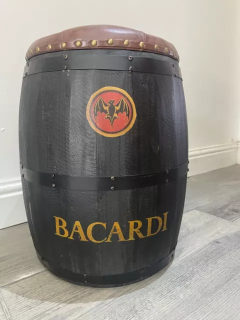 Bacardi Black Barrel Storage Seat Chair Stool Faux Leather Pub Seat Bar