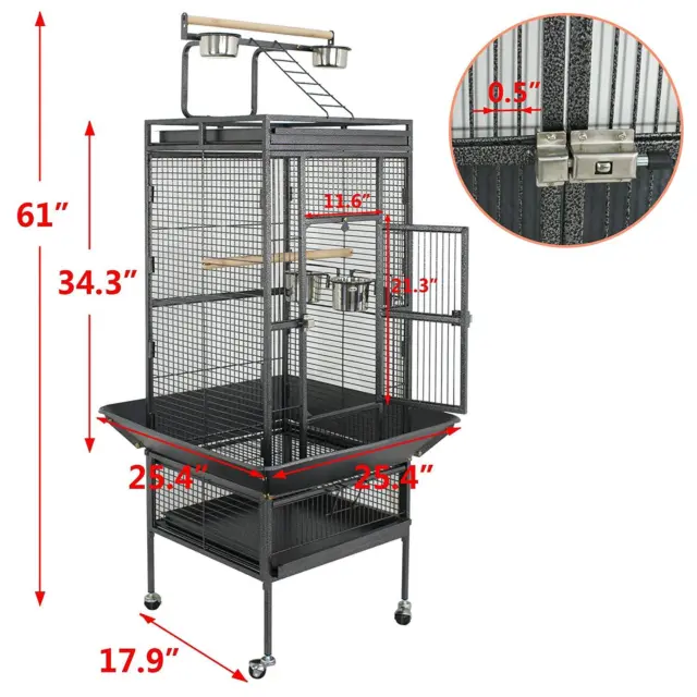 61" Bird Cage Large Play Top Parrot Finch Cage Pet Supply Easy Assemble Style