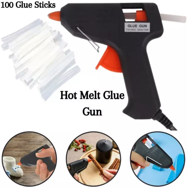 Hot Melt Mini Glue Gun Electric with 100 Adhesive Glue Sticks Hobby Craft DIY UK