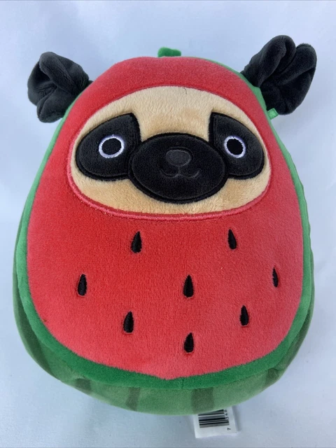 Squishmallows 7.5 - 8" PRINCE in watermelon costume the brown Pug dog New No Tag Squishmallows 7.5 - 8" PRINCE in watermelon costume the brown Pug dog New No Tag