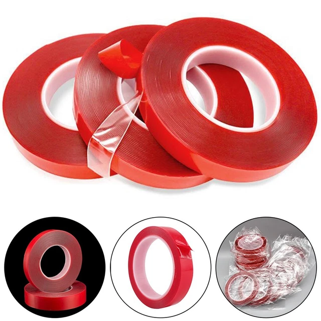 3pcs Rotfolie Transparent Acryl doppelseitig Klebeband Hochviskosität Nanoband