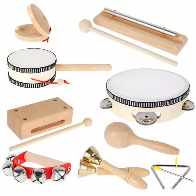 9Pcs Musical Instrument Wooden Kids Baby Music Percussion Toddler Child Toy.