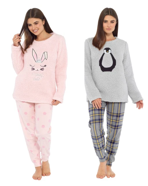 WOMENS SNUGGLE FLEECE Pyjama Set Ladies Pyjamas Warm Soft Pj