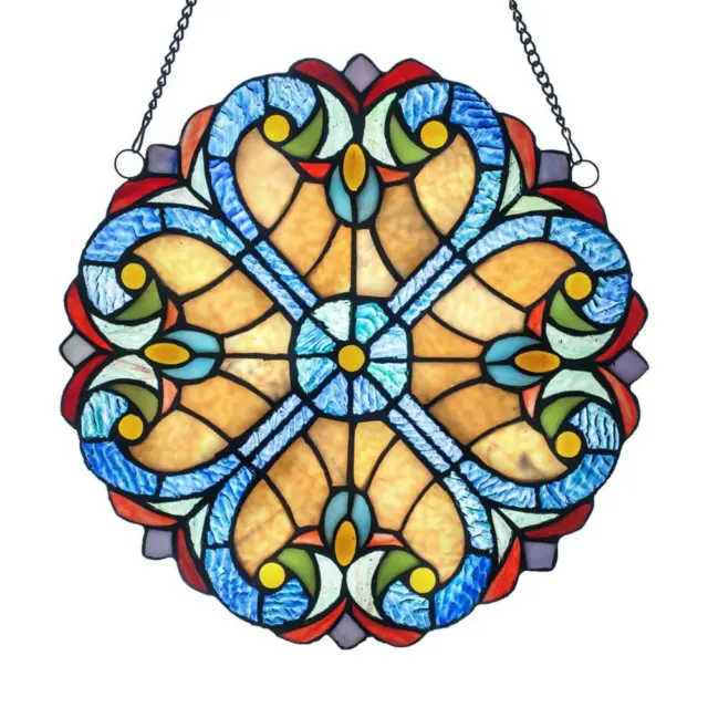 Multi-Colored Stained Glass Window Panel